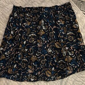 LOFT Floral Print Skirt - Black and Blue